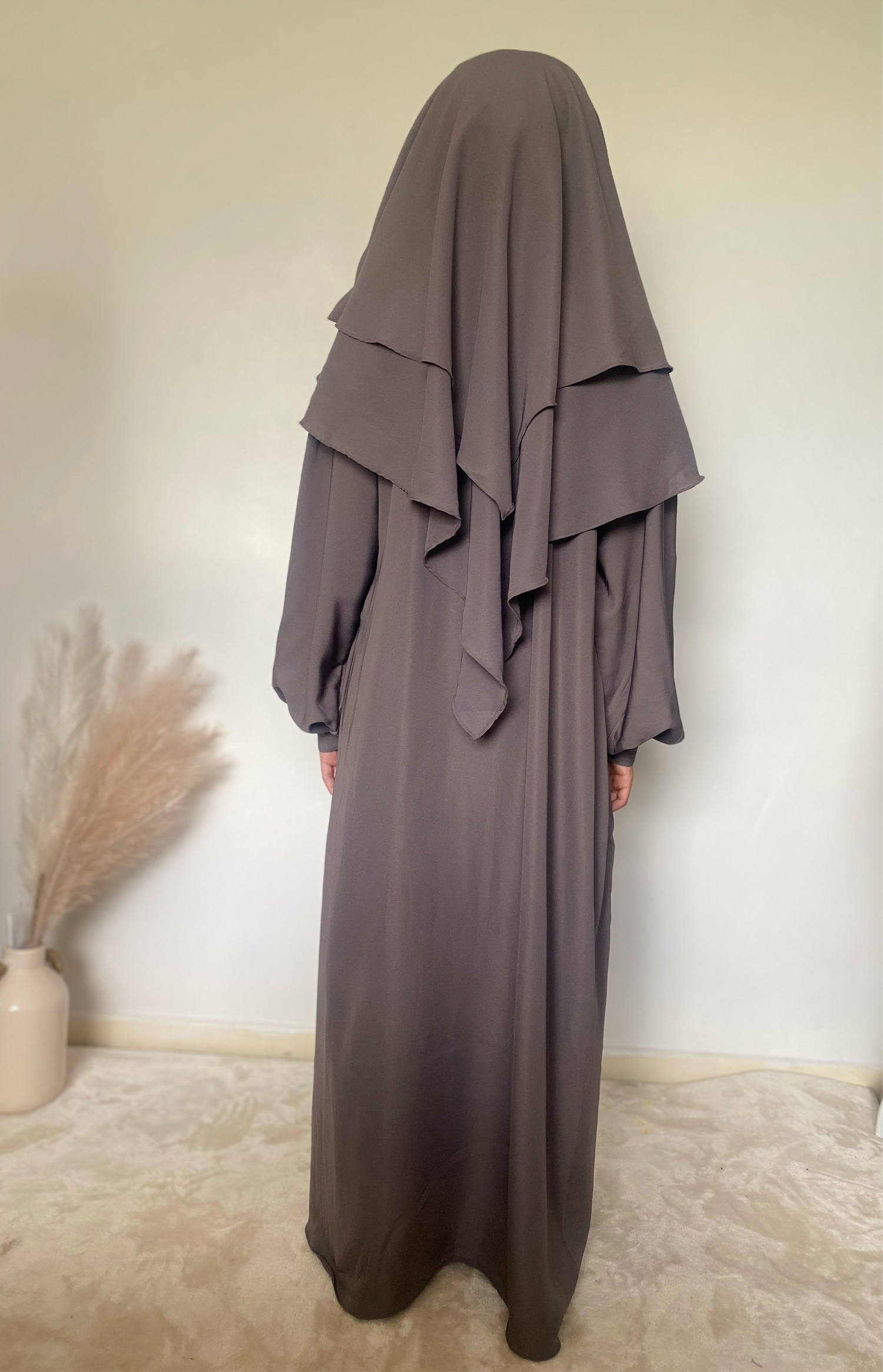 Girls khimar with abaya set grey OnHerDeen Clothing