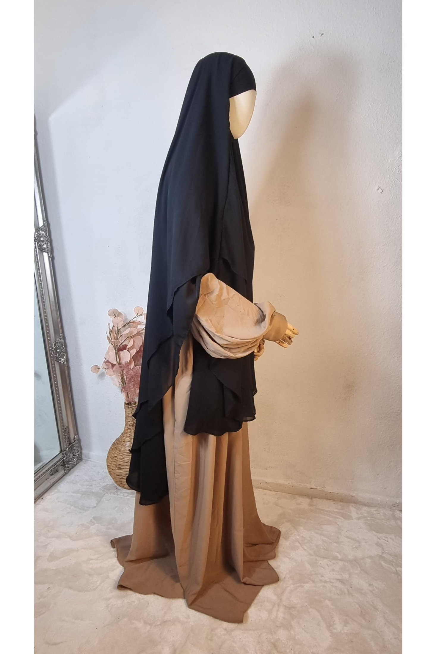Black 2 layer rounded kimar OnHerDeen Clothing