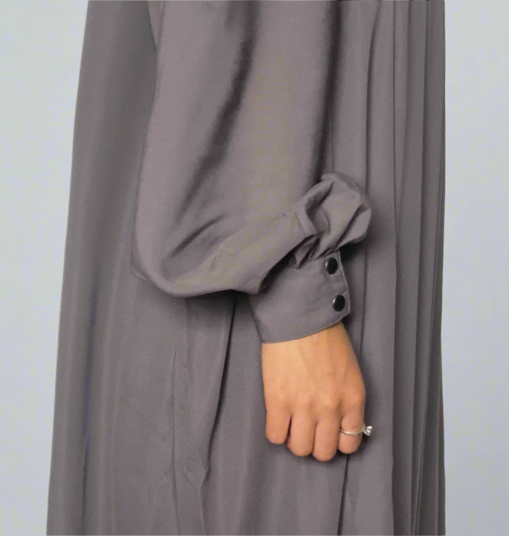 Girls 2 Layer Khimar with Russian Abaya- Grey
