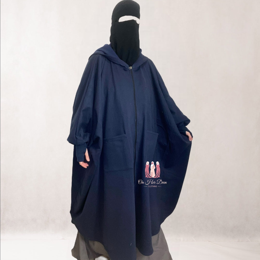 Women in oversized Abaya Coat