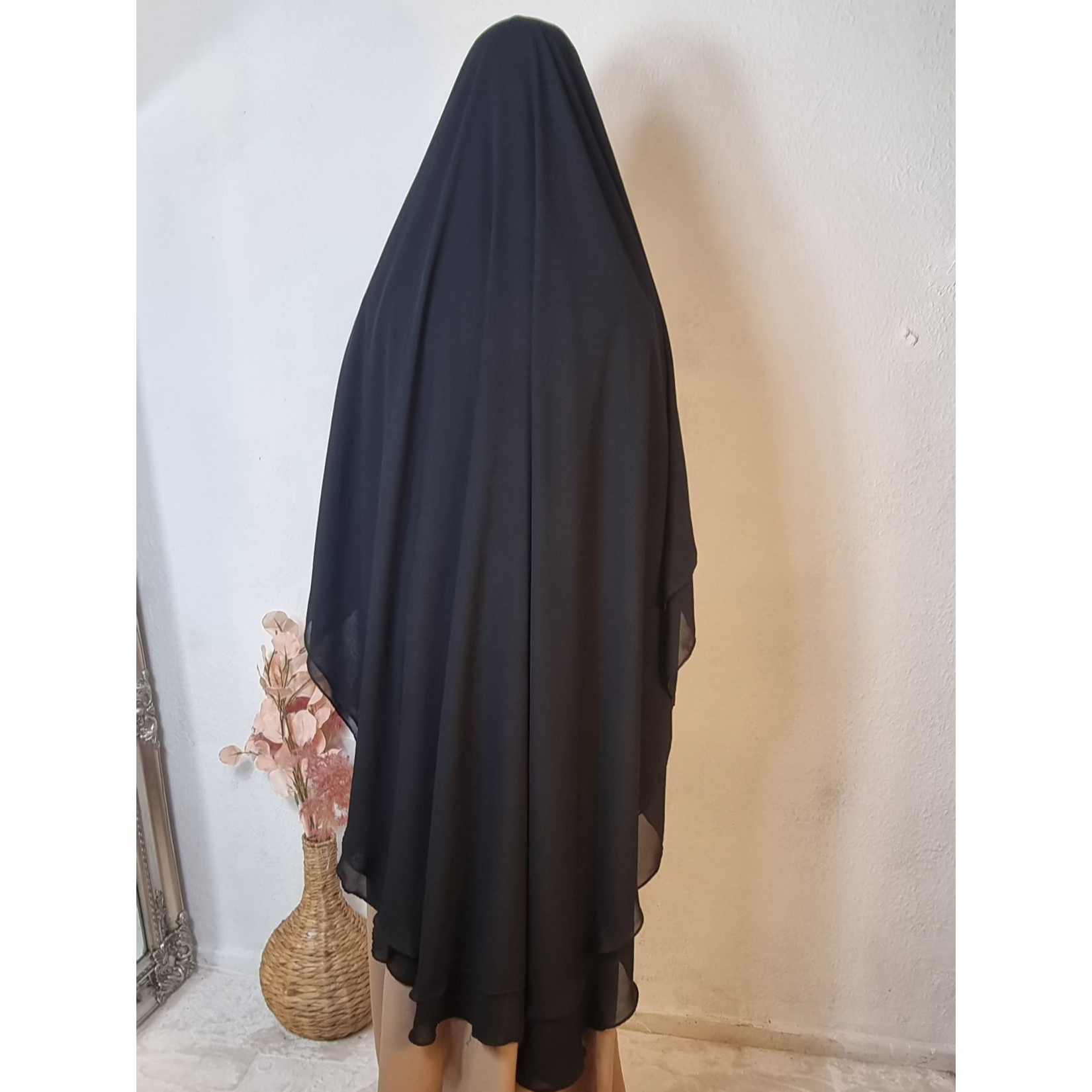 womens 2 layer Khimar black OnHerDeen Clothing