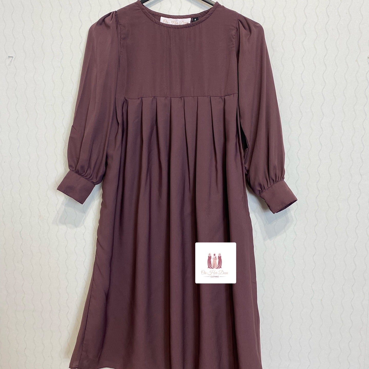 Dusty pink Russian puff sleeve abaya for toddlers -OnHerDeen Clothing