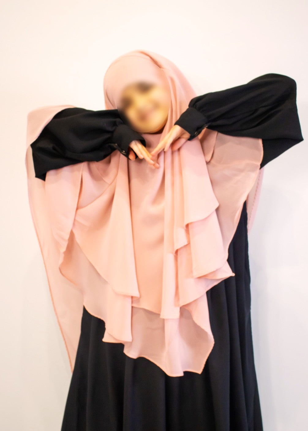 Girls Korean chiffon Layered Khimar Hijabs