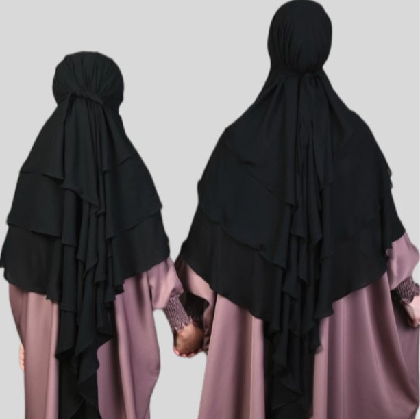 womens black chiffon layer hijab khimars