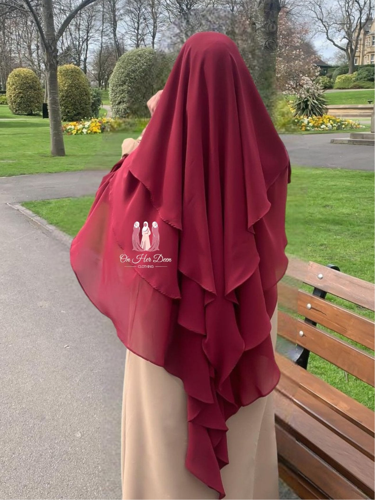 onherdeen clothing burgandy veil chiffon hijab khimar