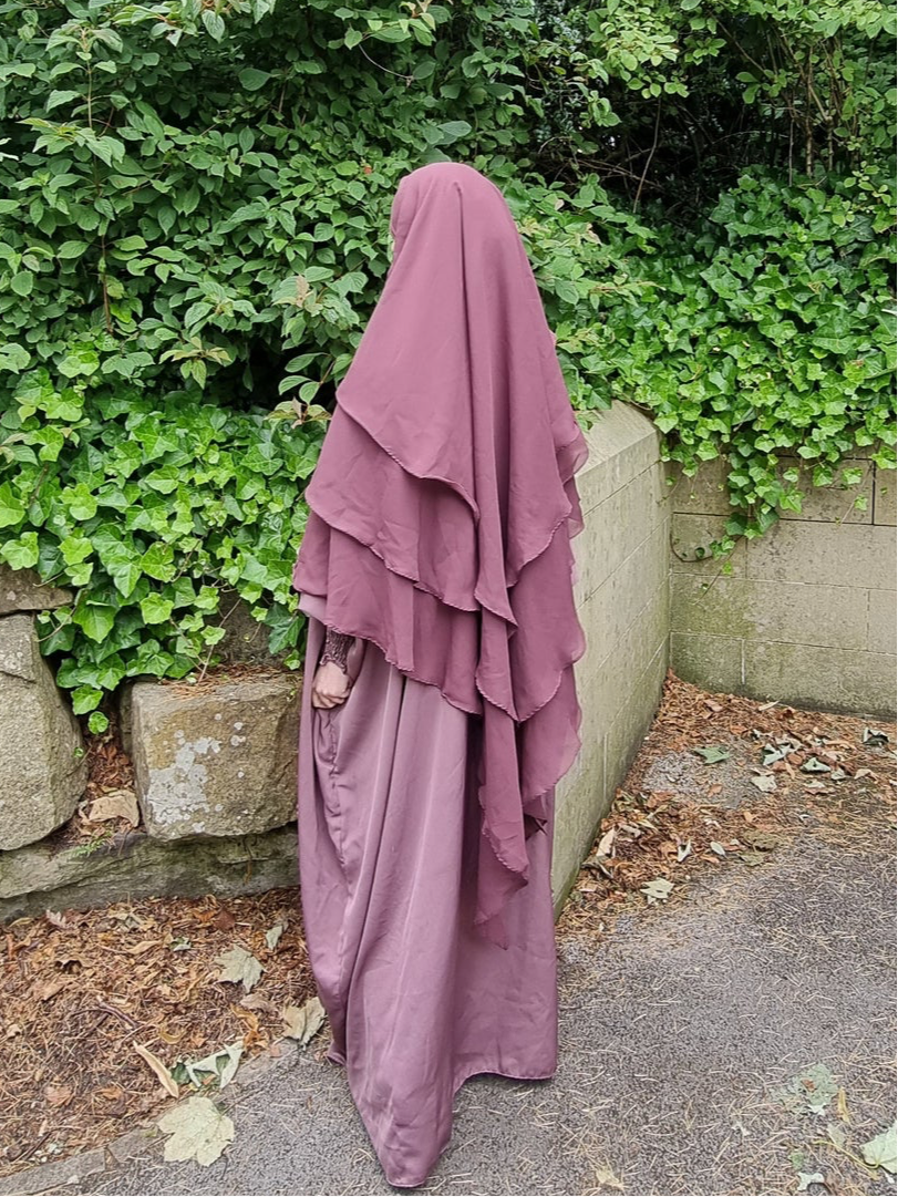 dusky pink veil hijab chiffon khimar