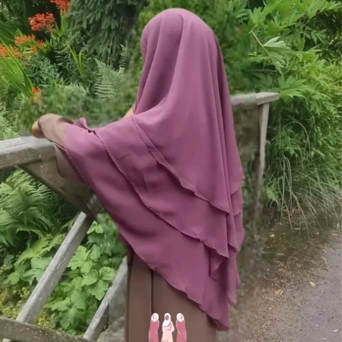 dusky pink layered khimar hijab kids onherdeen clothing