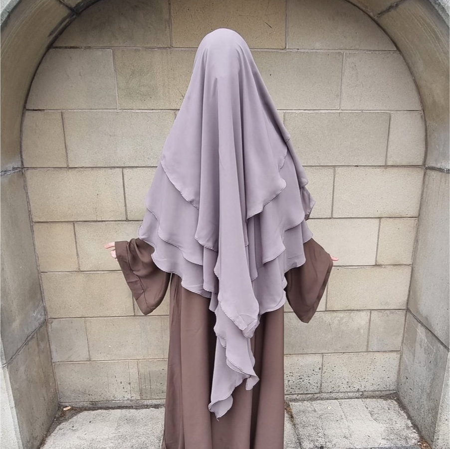 grey tupe womens chiffon hijab layered  onherdeen clothing