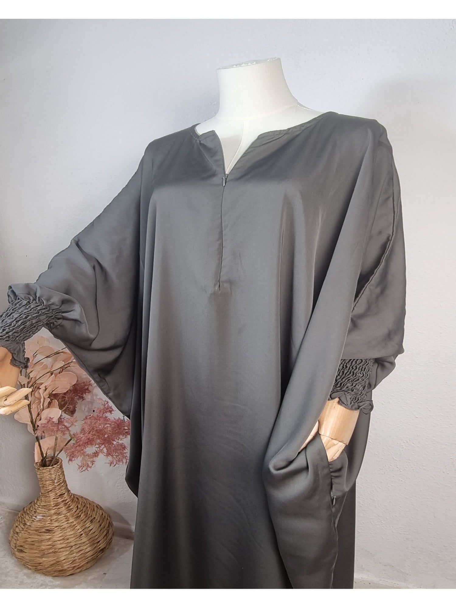 OnHerDeen Grey Abaya Dress