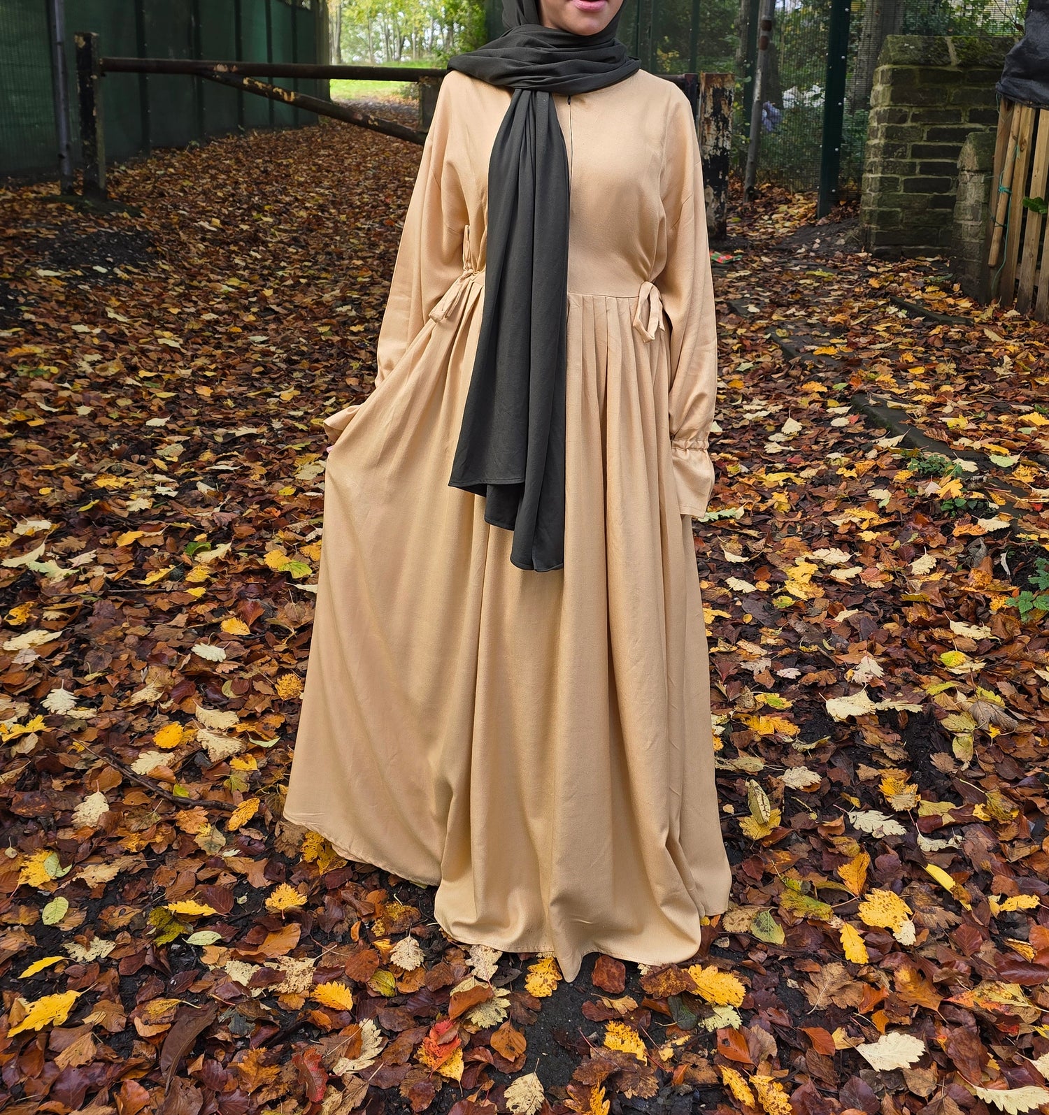 Cute Bow Cotton Abaya -Yellow Squash