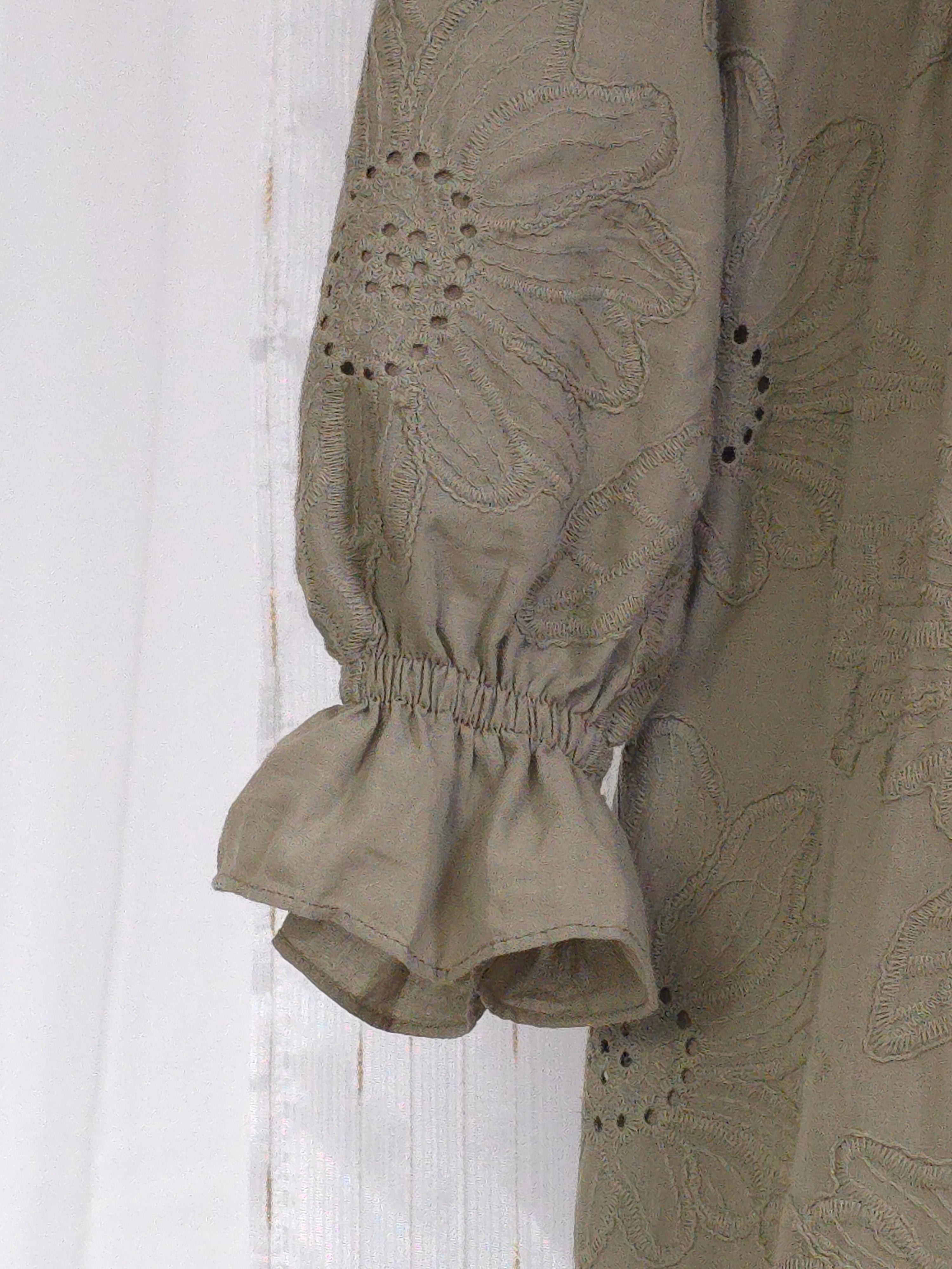 100% Eyelet Cotton Fully Lined -sage field