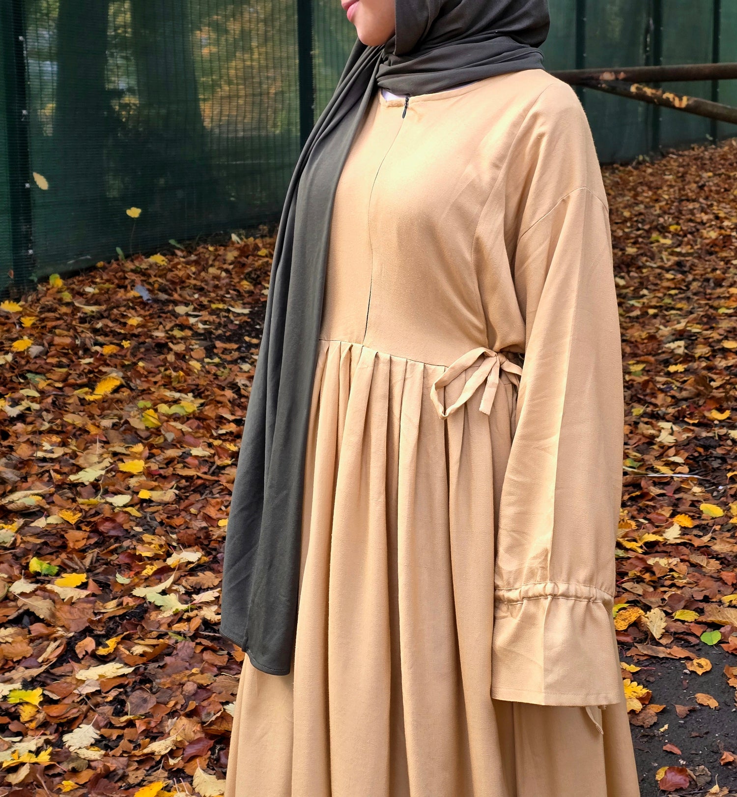 Cute Bow Cotton Abaya -Yellow Squash