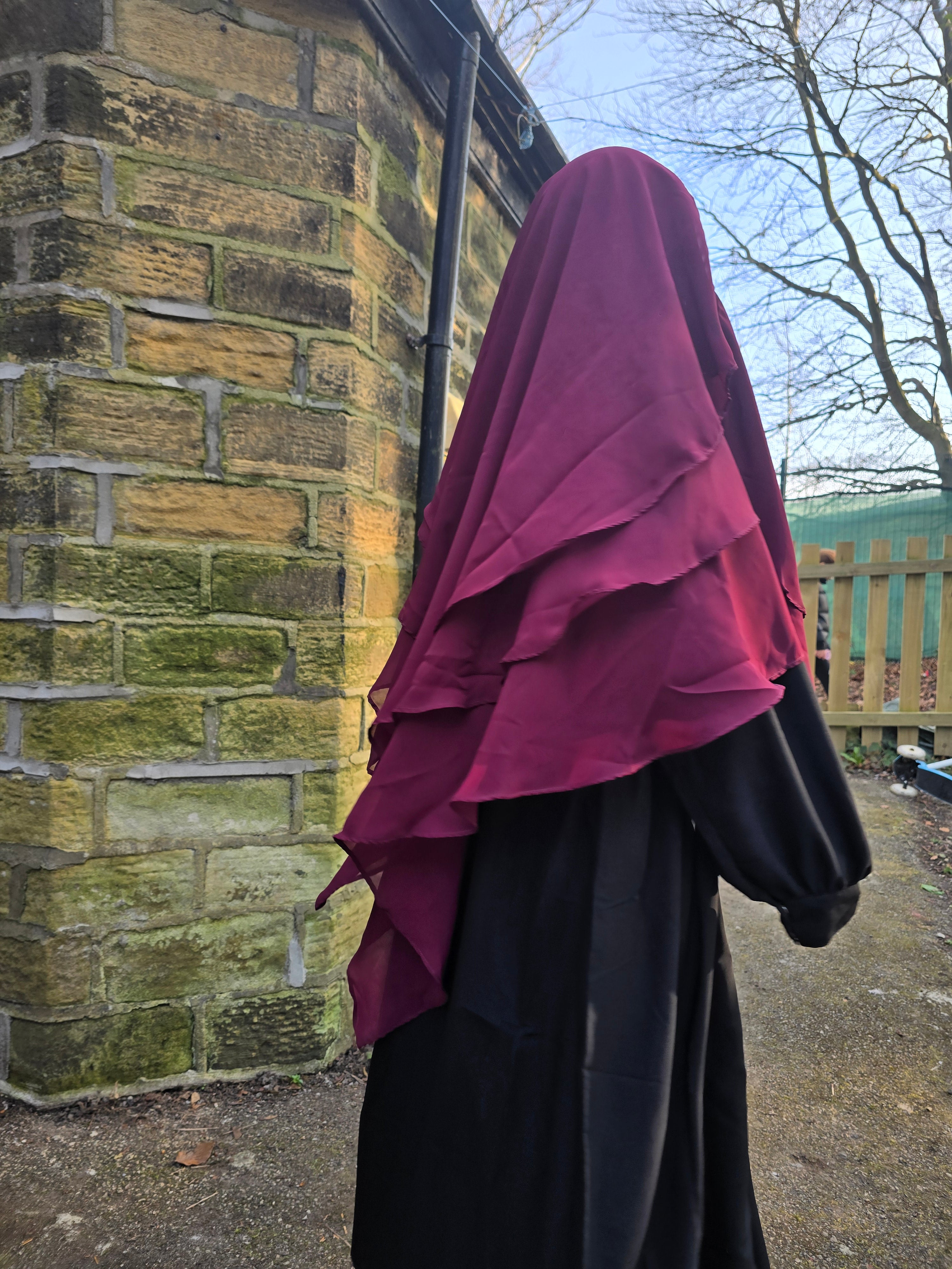 Girls Three Layer Chiffon Hijab