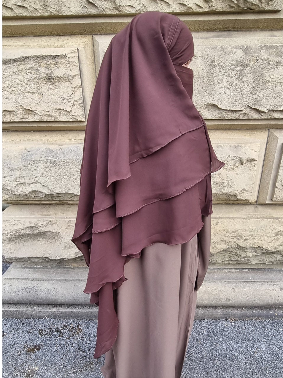 onherdeen clothing chocolate brown hijab layered khimars