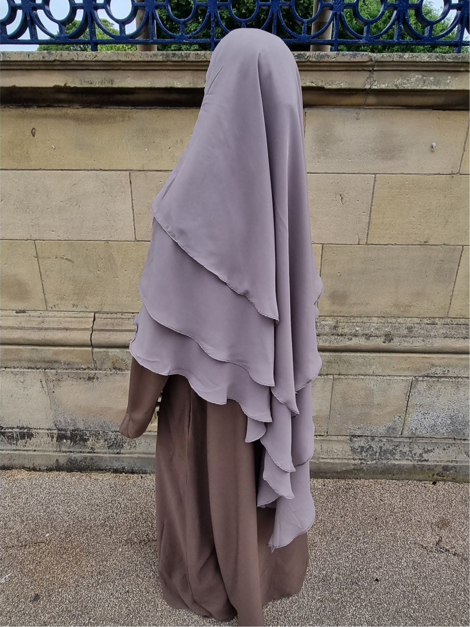 taupe grey chiffon hijab khimar onherdeen clothing