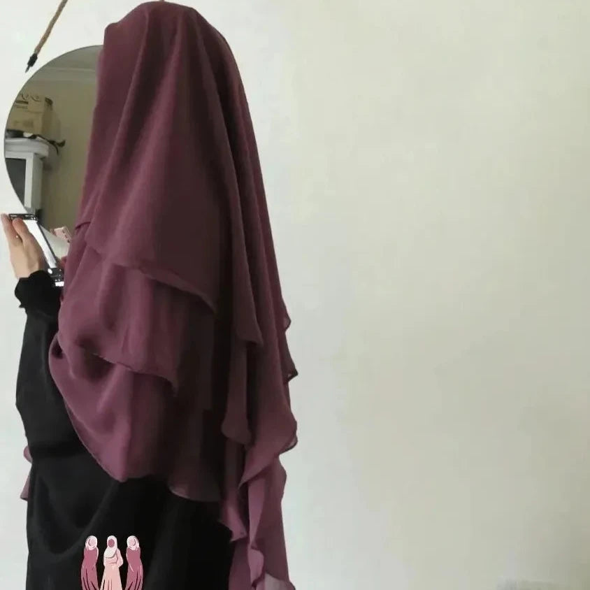 KHADIJHA Chiffon 3 Layer Diamond Khimar