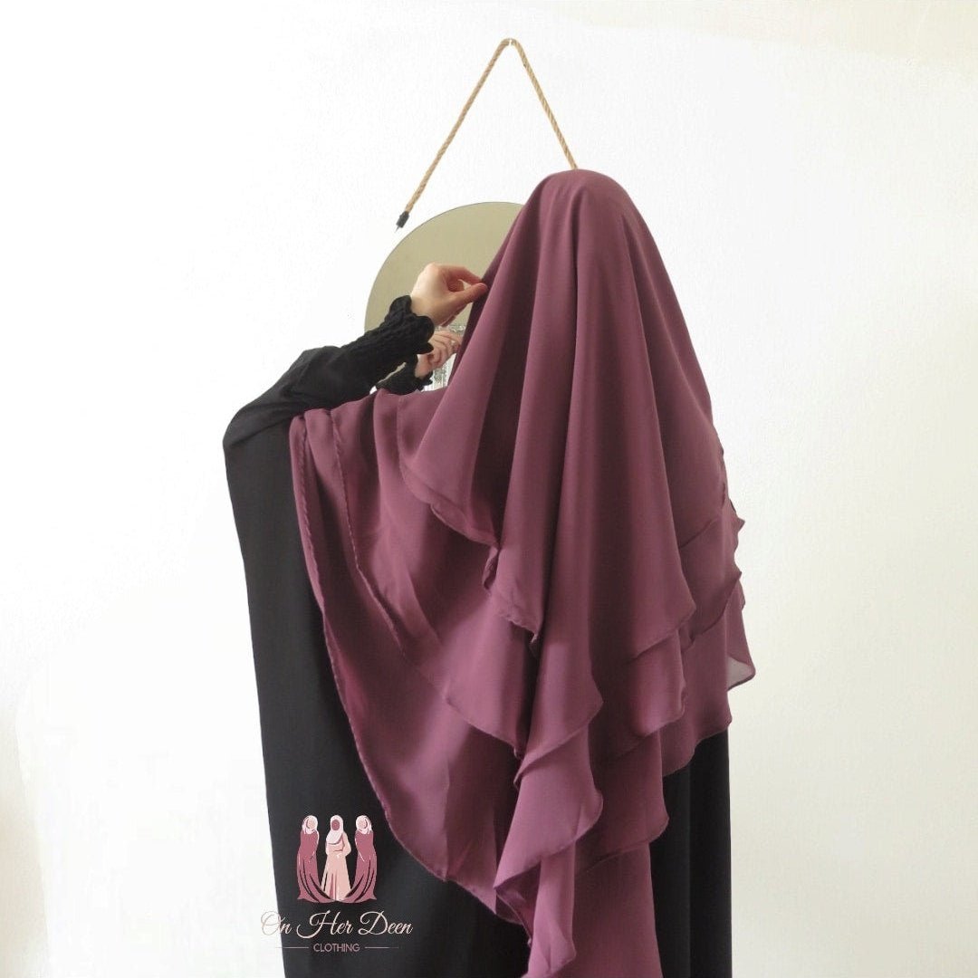 KHADIJHA Chiffon 3 Layer Diamond Khimar
