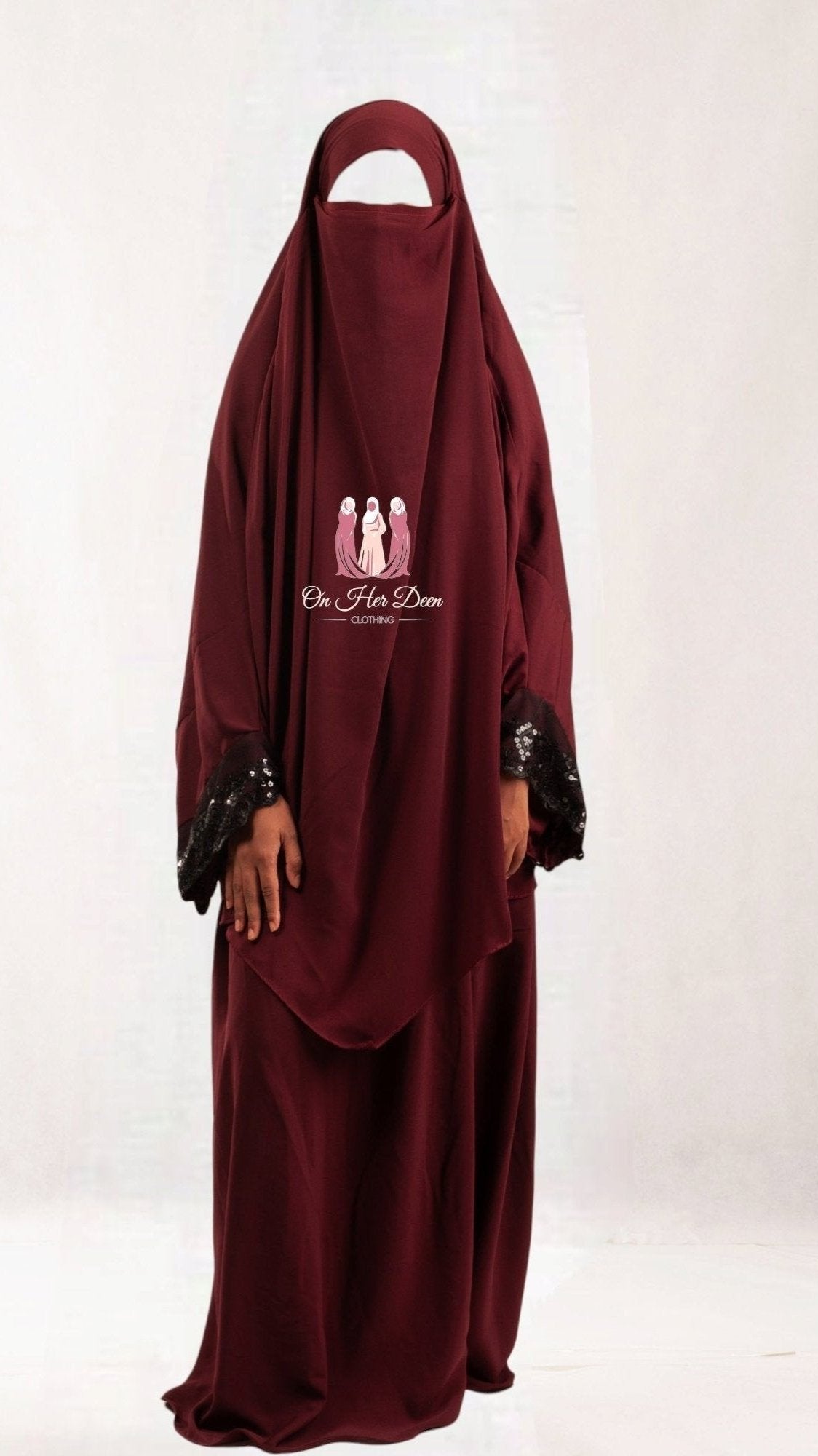 Deluxe Diamond layered khimar 2piece Jilbab - OnHerDeen