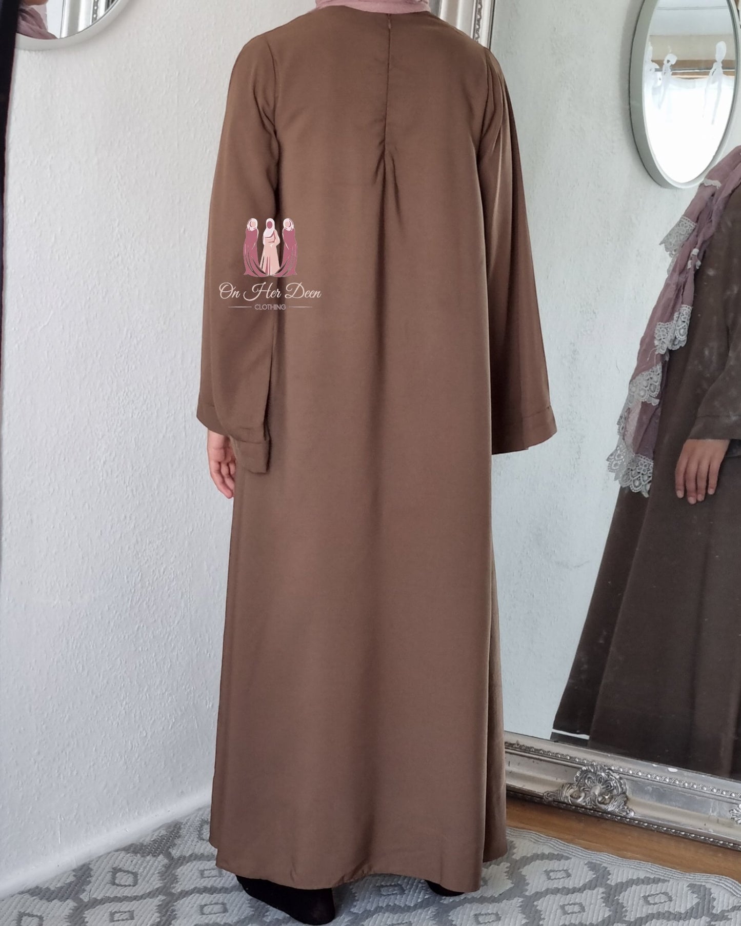 Girls kimono sleeve wide Abaya with pockets - OnHerDeen