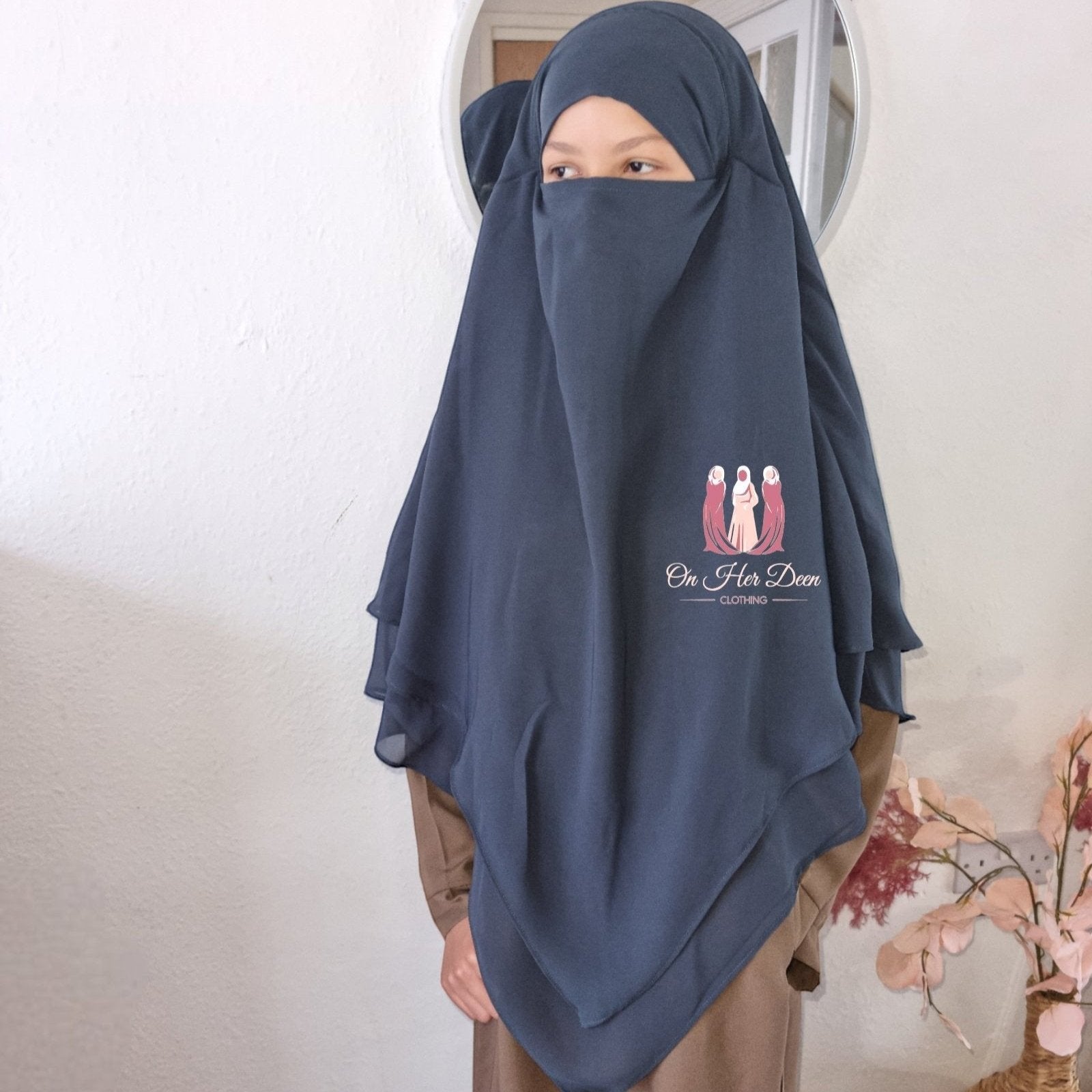 kids hijab khimar petrol blue onherdeen clothing