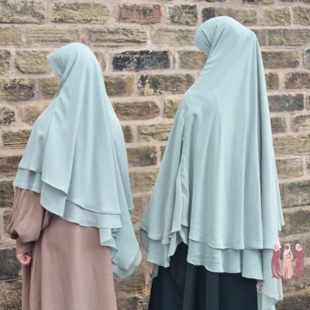 kids 2 Layered Khimar pastel mint