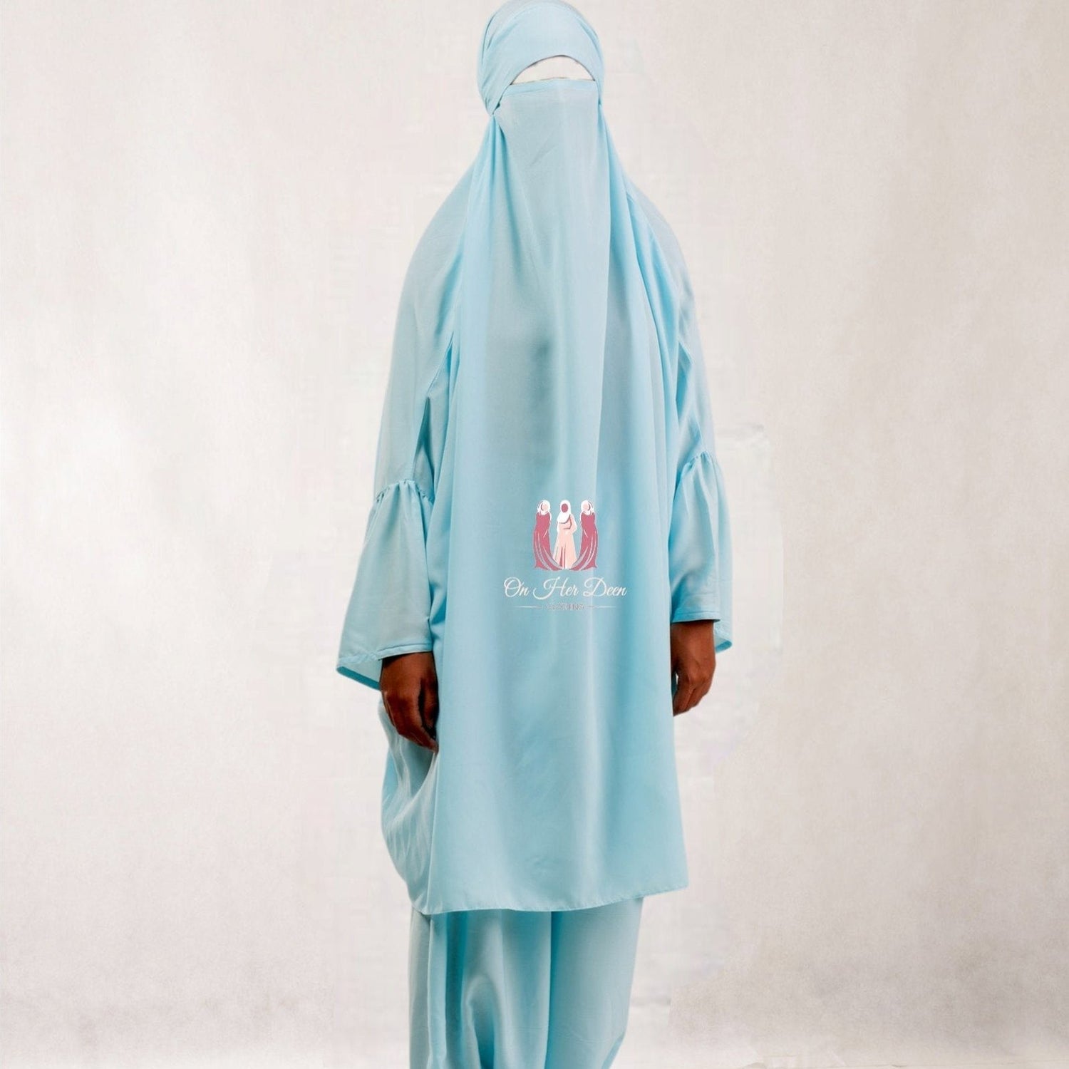 Soft Blue 2piece Jilbab with hareem pants
