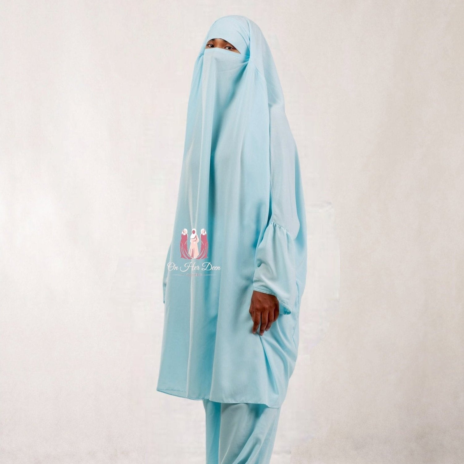 Soft Blue 2piece Jilbab with hareem pants