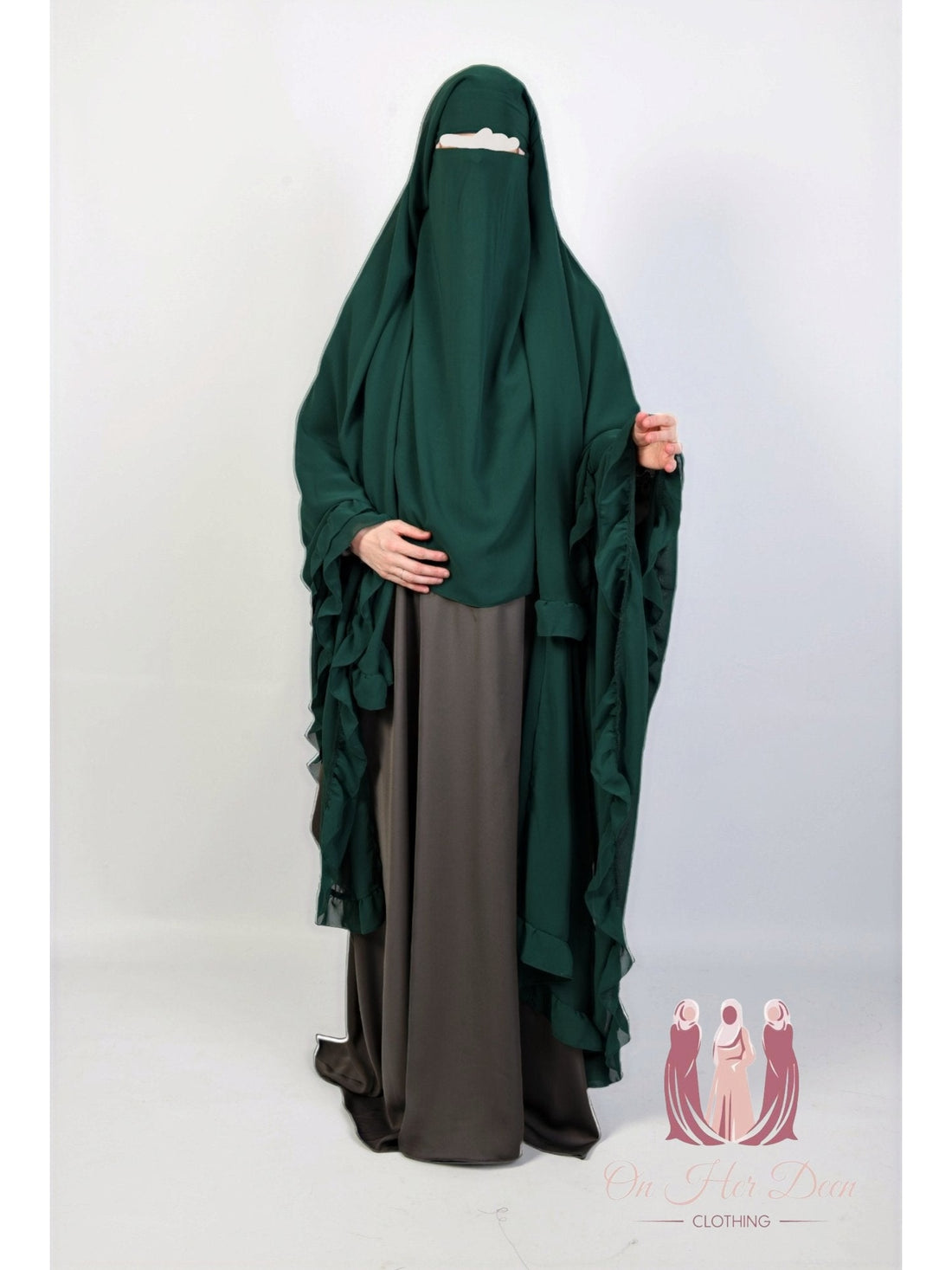 Ruffled 3 Layer 2in1 Niqab-Khimar - OnHerDeen