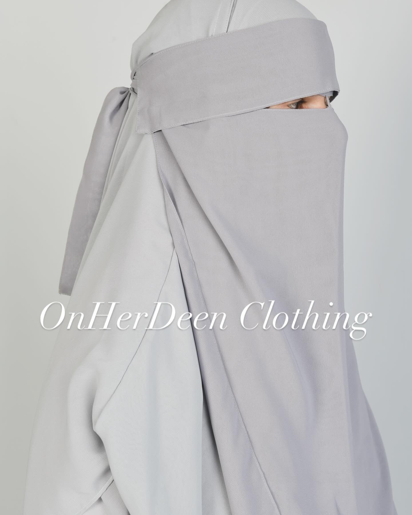 Light grey flap niqab 