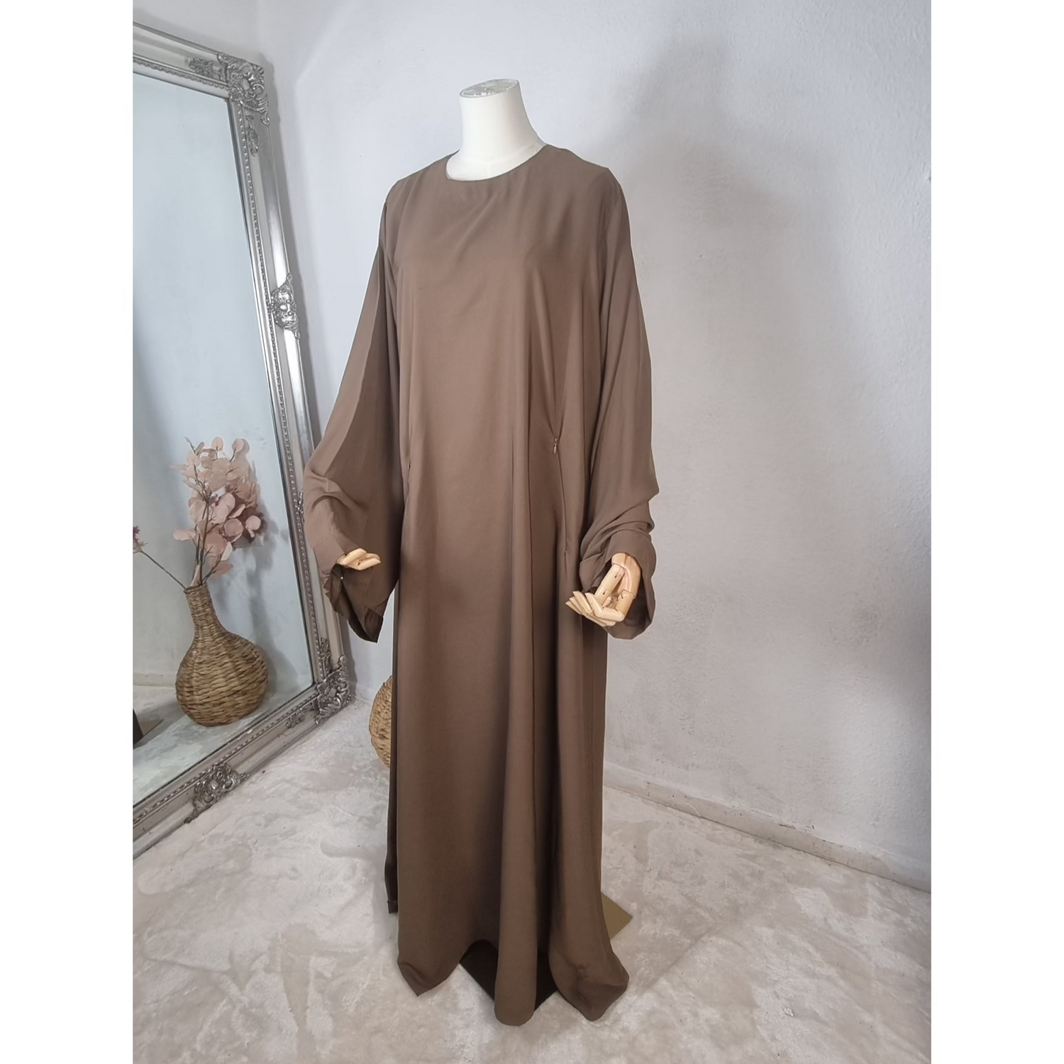 Wide Sleeve Brown Abaya OnHerDeen Clothing