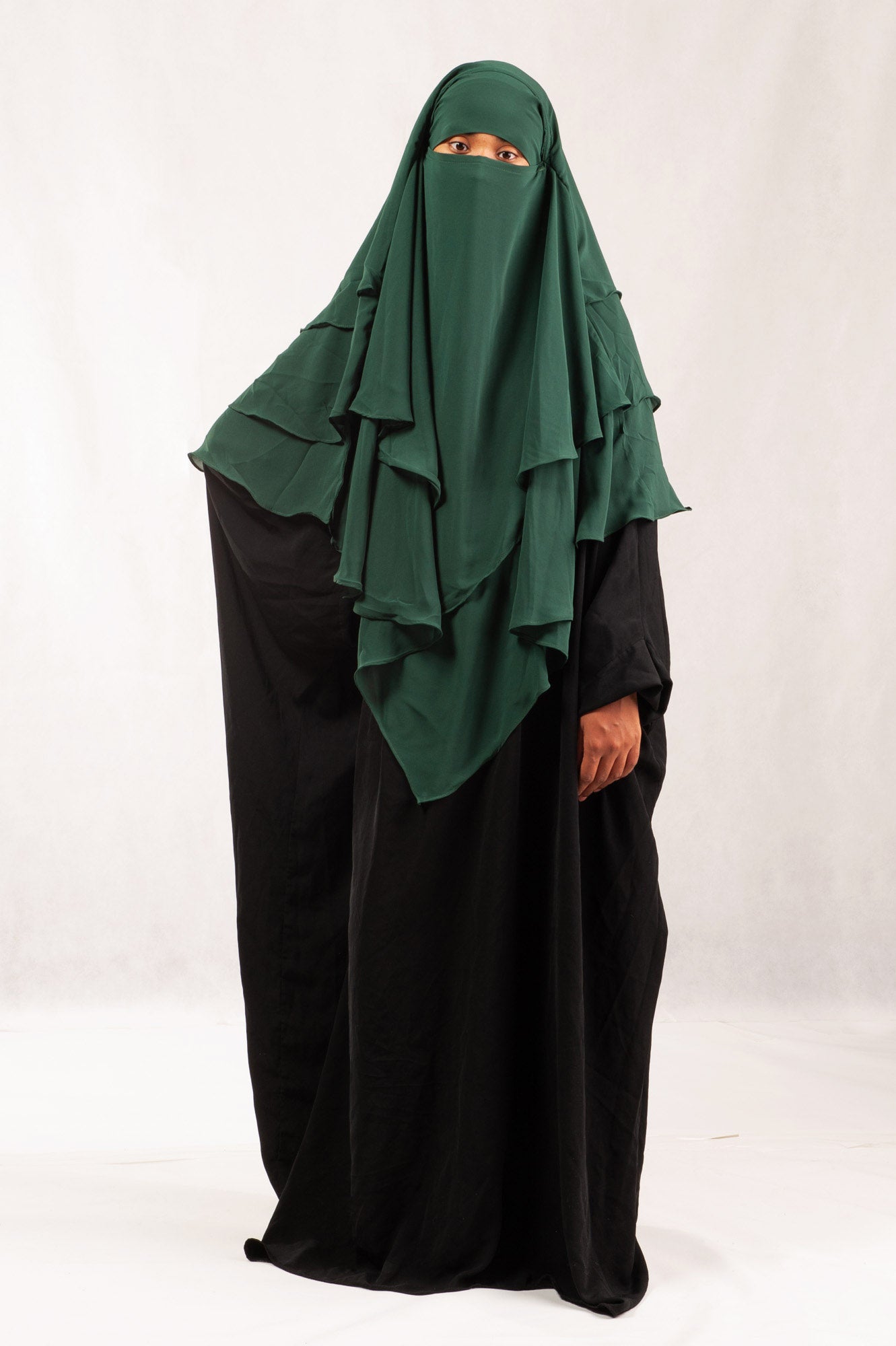 3 Layer Chiffon Khimar with Niqab ties