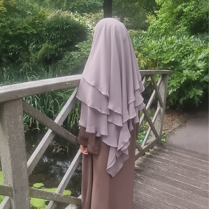 grey kids hijab khimar chiffon 