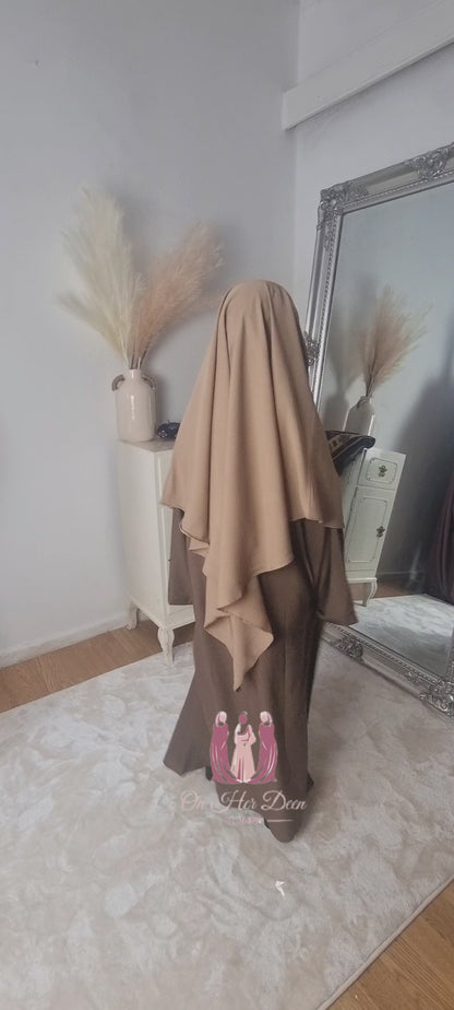 Beige Matte single layer diamond khimar 