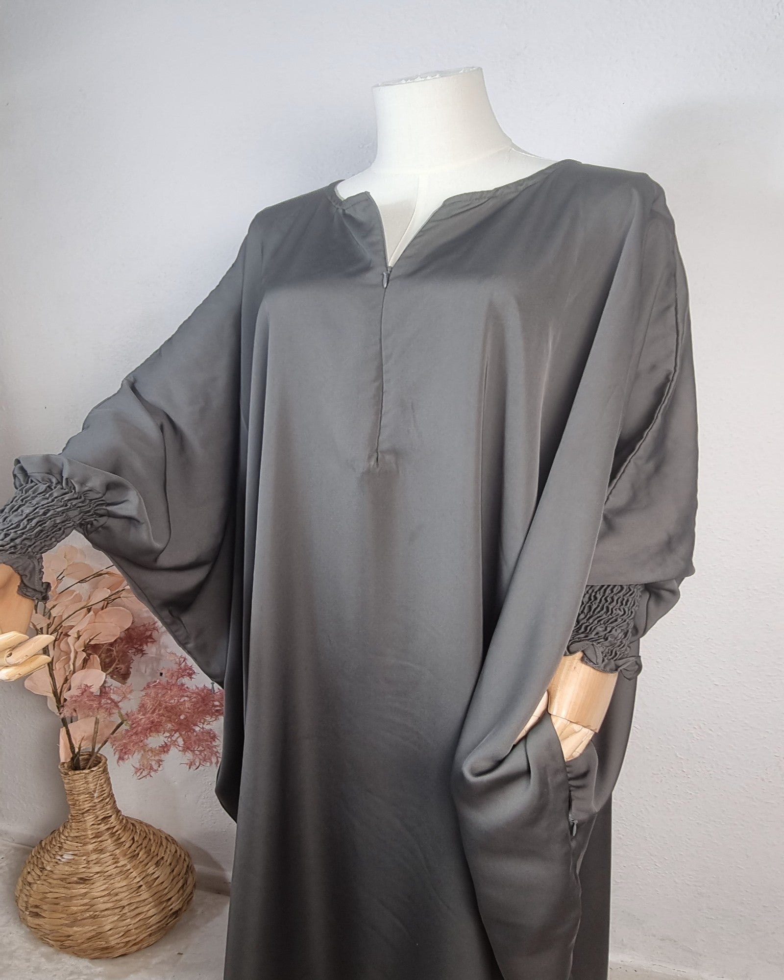 OnHerDeen Grey Abaya Dress
