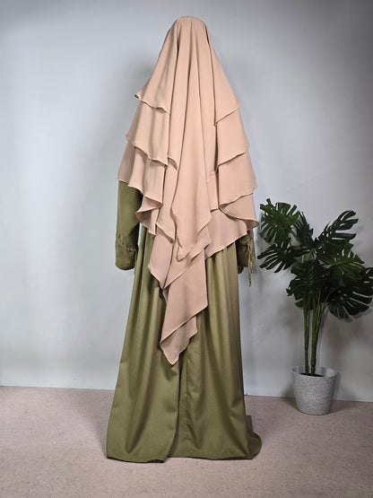 Khadijah Chiffon layered Khimar  - Beige
