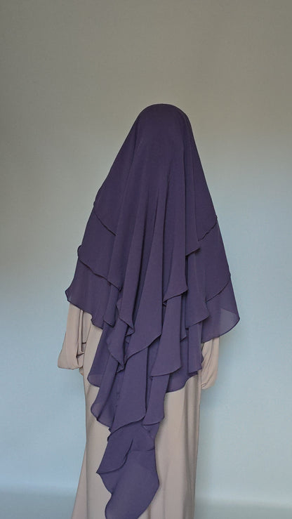 3 Layer Chiffon Khimar with Niqab ties