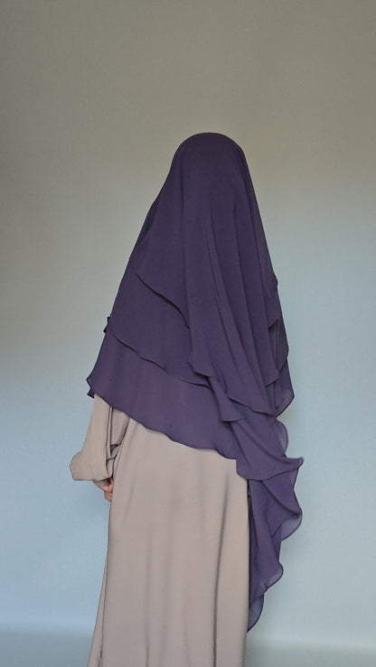 3 Layer Chiffon Khimar with Niqab ties