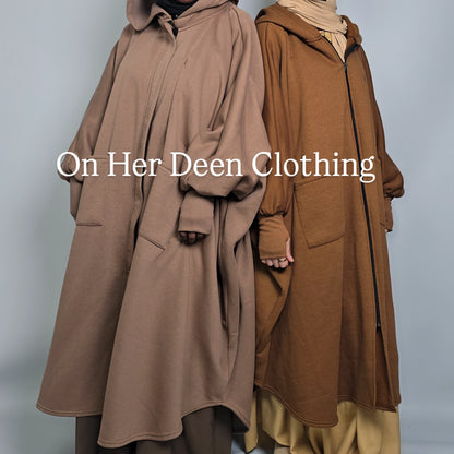Aura Mocha Brown Abaya Poncho Coat