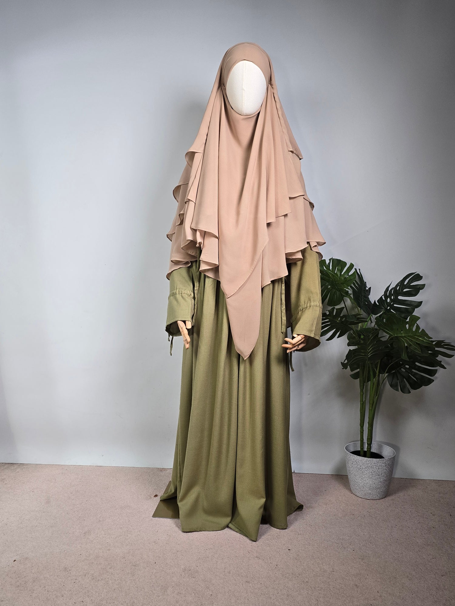 Khadijah Chiffon layered Khimar  - Beige