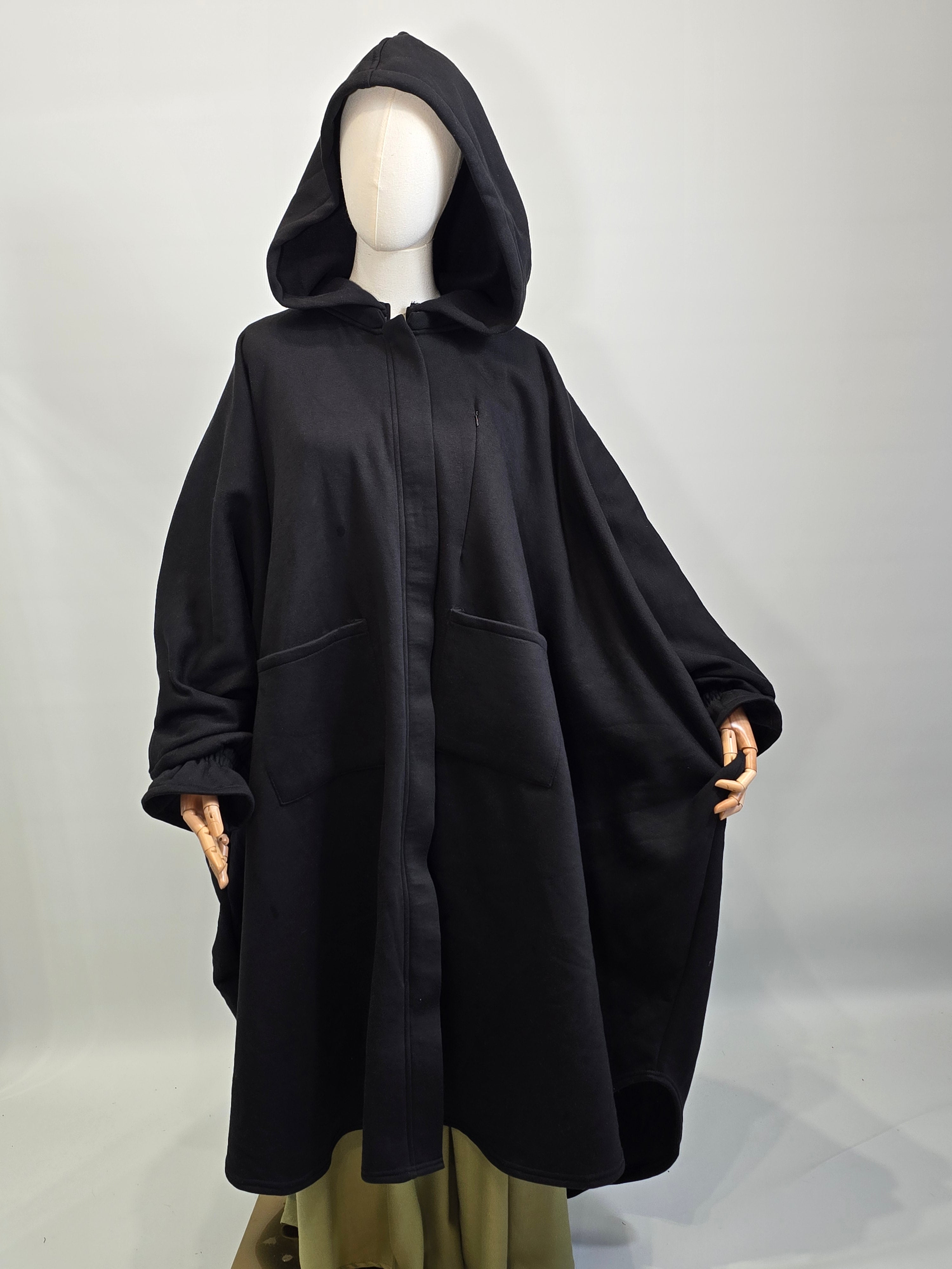 Aura Black Oversized Poncho Abaya Coat