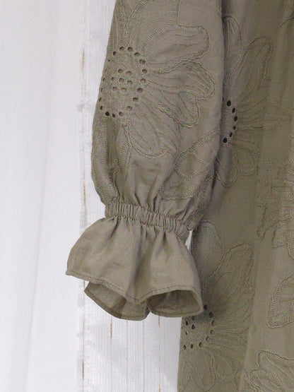 100% Eyelet Cotton Fully Lined -sage field 