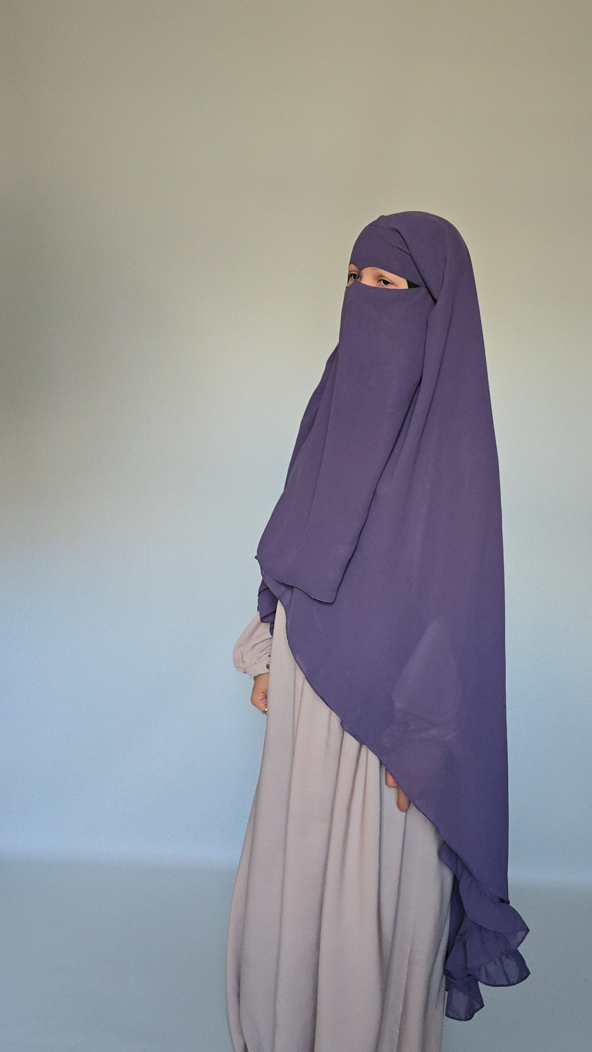 Widows Peak 3 Layer Niqab with Nose String