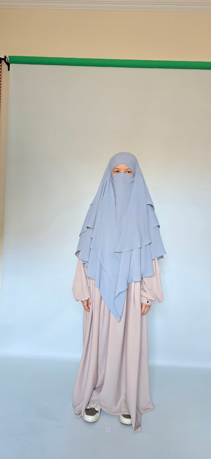 3 Layer Chiffon Khimar with Niqab ties