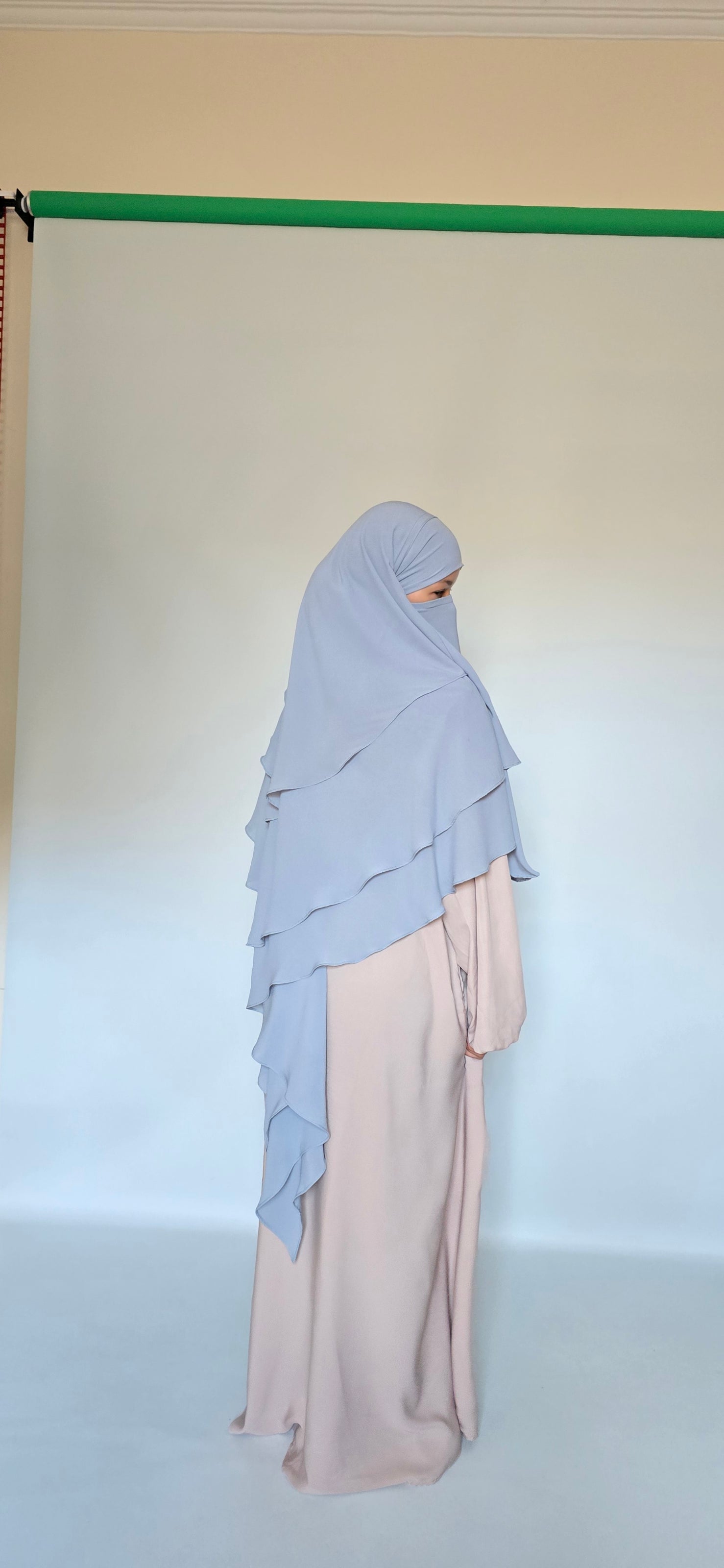 3 Layer Chiffon Khimar with Niqab ties