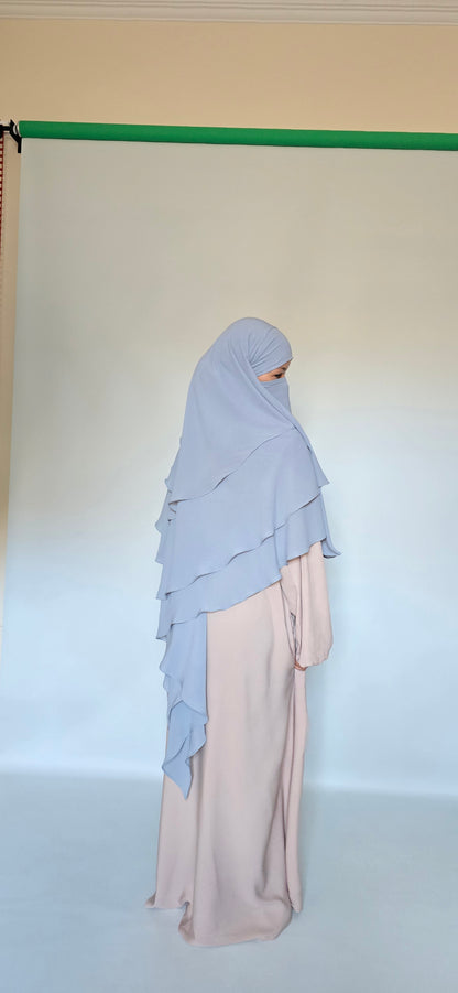 3 Layer Chiffon Khimar with Niqab ties