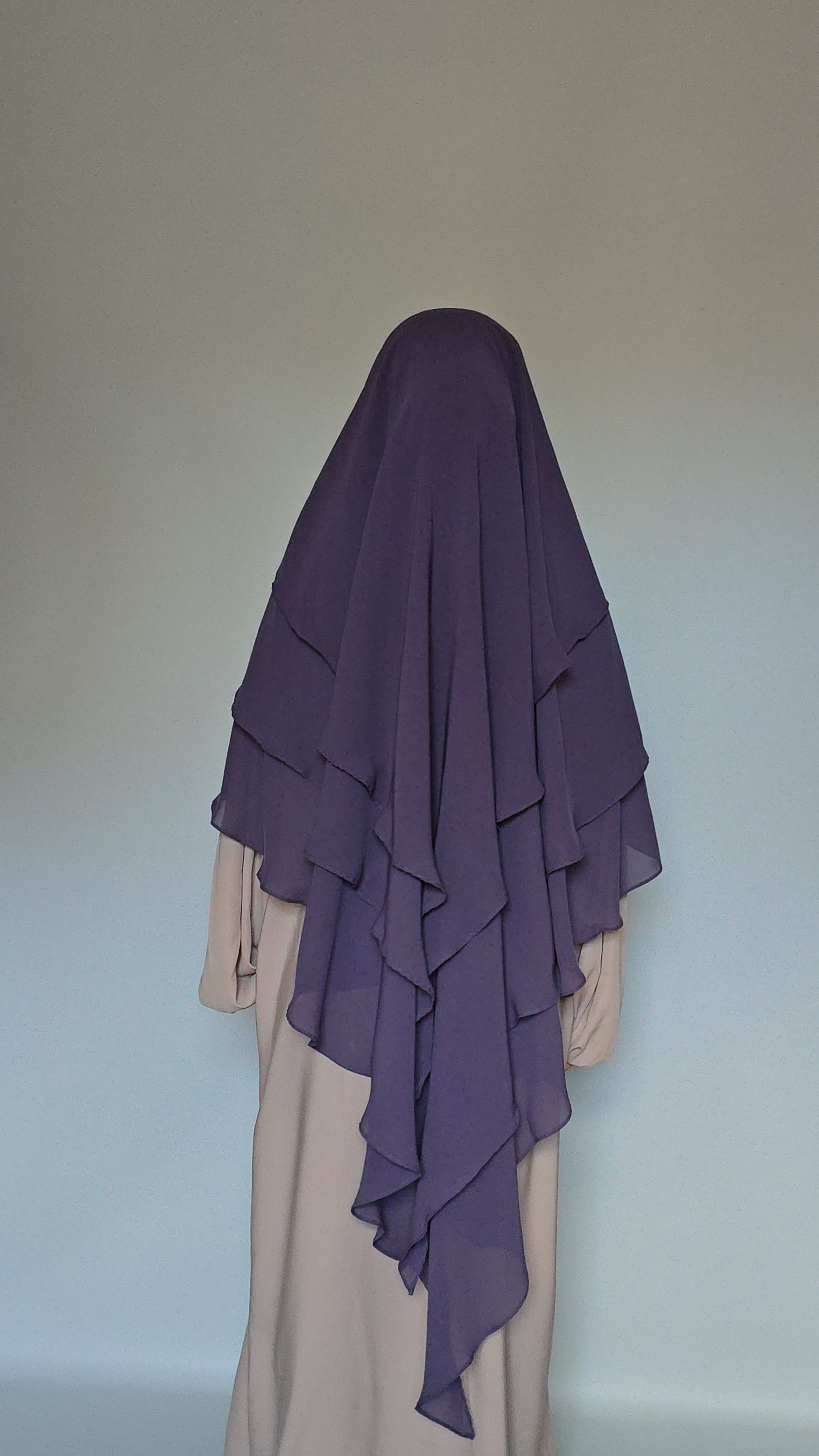 3 Layer Chiffon Khimar with Niqab ties