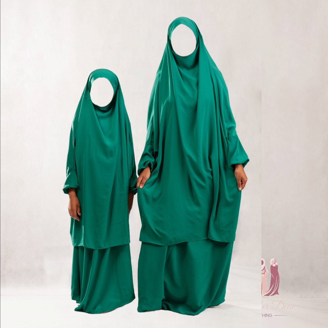 Emerald Green Kids Jilbab - OnHerDeen
