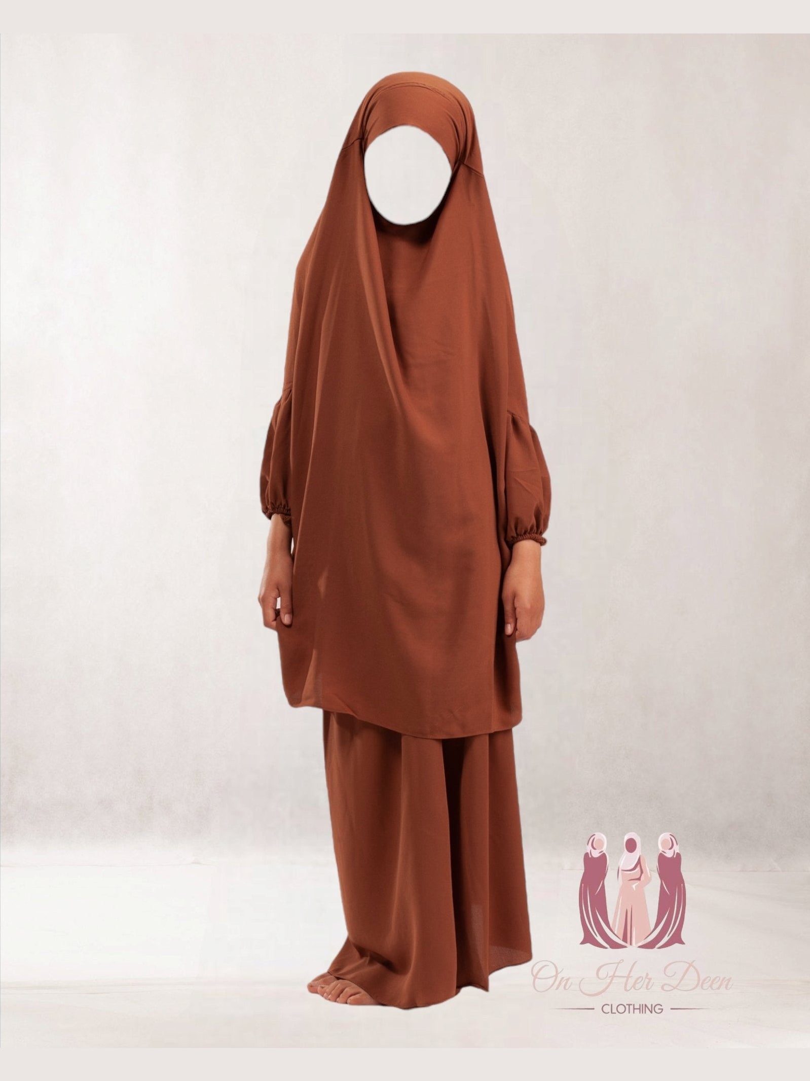 Kids Simple Brown 2 piece Jilbab