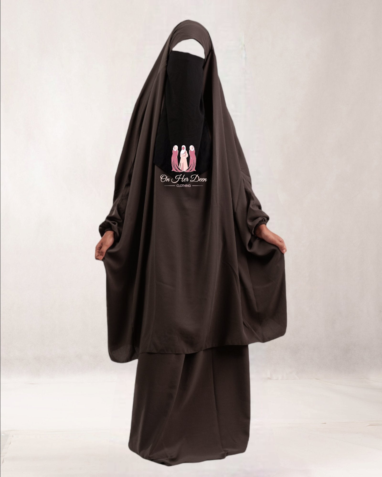 Preimum Matte Charcoal two piece jilbab/prayer dress - OnHerDeen
