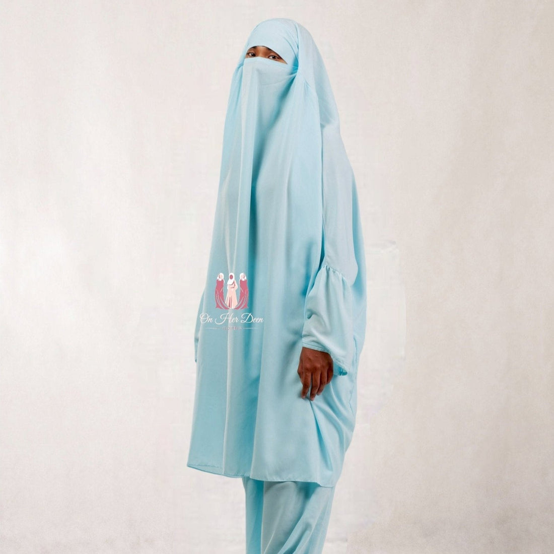 Soft Blue 2piece Jilbab with hareem pants